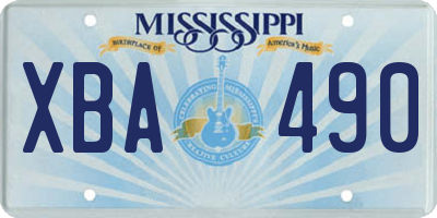 MS license plate XBA490