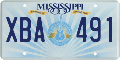 MS license plate XBA491