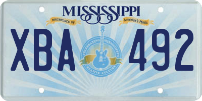 MS license plate XBA492