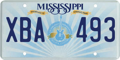 MS license plate XBA493