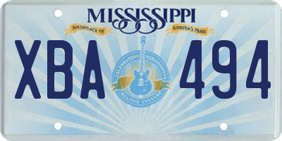 MS license plate XBA494