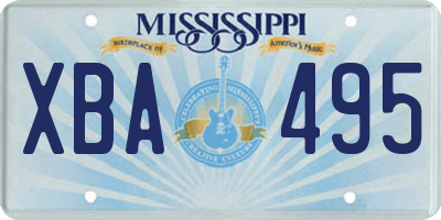 MS license plate XBA495