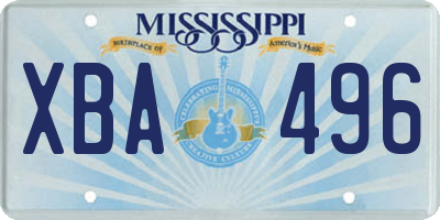 MS license plate XBA496