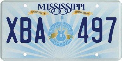 MS license plate XBA497