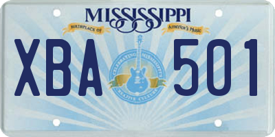 MS license plate XBA501