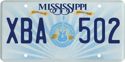 MS license plate XBA502