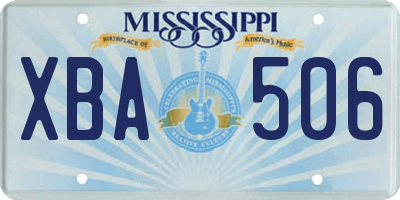MS license plate XBA506