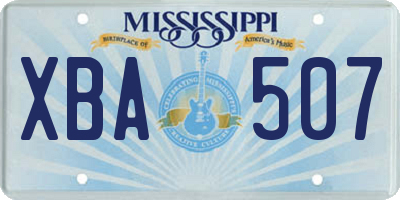 MS license plate XBA507