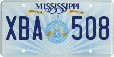 MS license plate XBA508