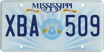 MS license plate XBA509