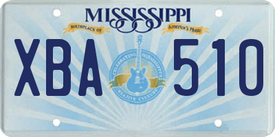 MS license plate XBA510