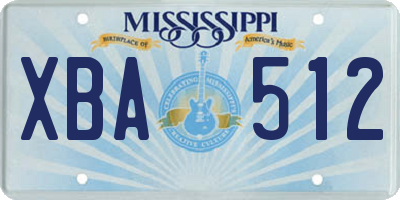 MS license plate XBA512