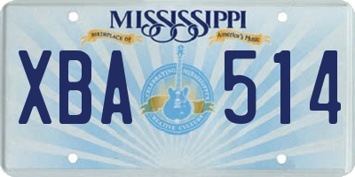 MS license plate XBA514
