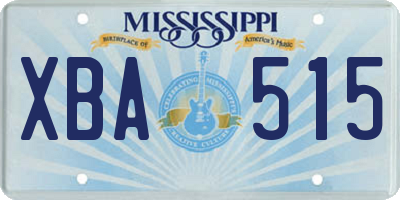 MS license plate XBA515
