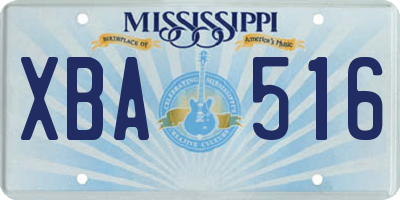MS license plate XBA516