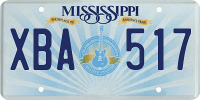 MS license plate XBA517