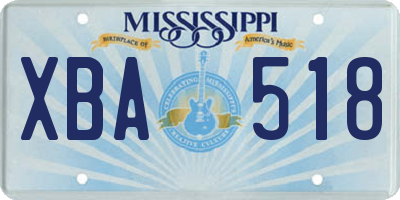 MS license plate XBA518