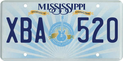 MS license plate XBA520