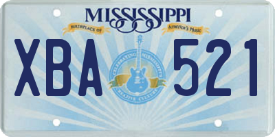 MS license plate XBA521