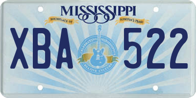 MS license plate XBA522