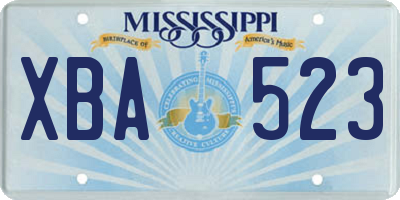 MS license plate XBA523