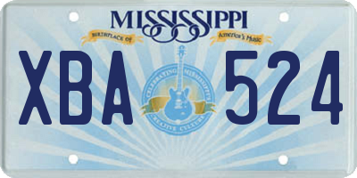 MS license plate XBA524
