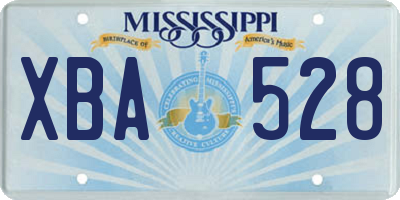 MS license plate XBA528