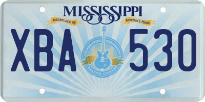MS license plate XBA530