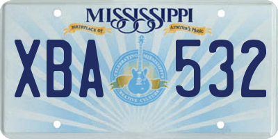 MS license plate XBA532