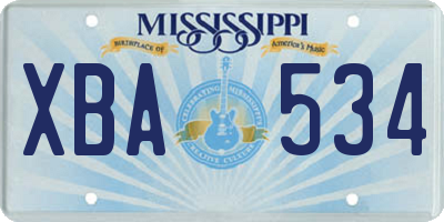 MS license plate XBA534
