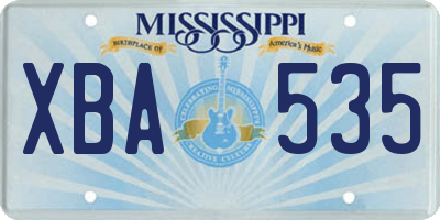 MS license plate XBA535