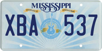 MS license plate XBA537