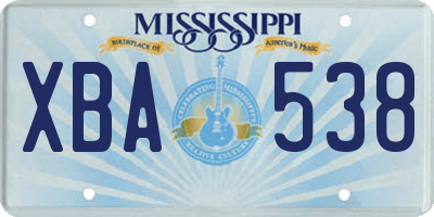 MS license plate XBA538