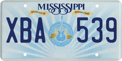 MS license plate XBA539