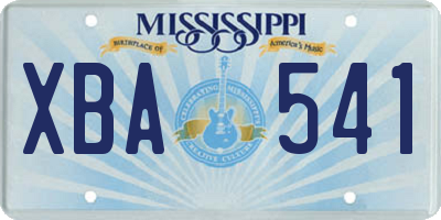MS license plate XBA541