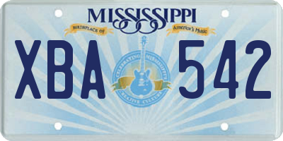 MS license plate XBA542