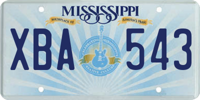 MS license plate XBA543