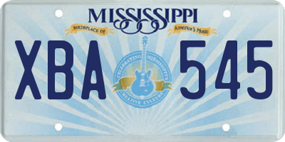 MS license plate XBA545