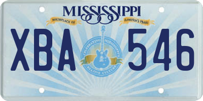 MS license plate XBA546