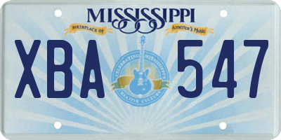 MS license plate XBA547
