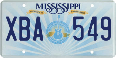 MS license plate XBA549