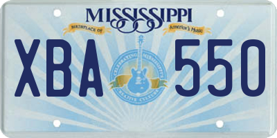 MS license plate XBA550