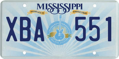 MS license plate XBA551