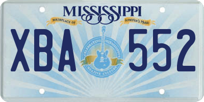 MS license plate XBA552
