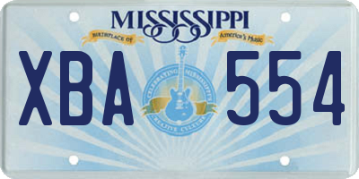 MS license plate XBA554