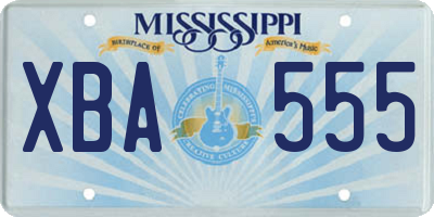 MS license plate XBA555