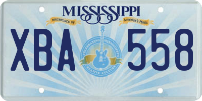 MS license plate XBA558