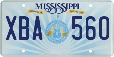 MS license plate XBA560