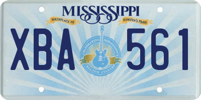 MS license plate XBA561