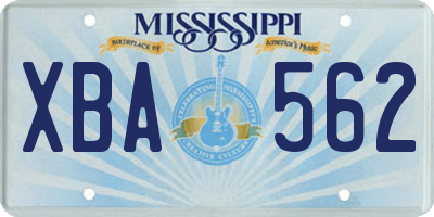 MS license plate XBA562